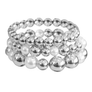 METAL BEAD AND PEARL BRACELET