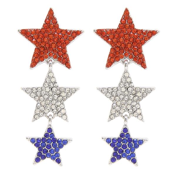 RHINESTONE CASTING 3 STAR DANGLE EARRING SET