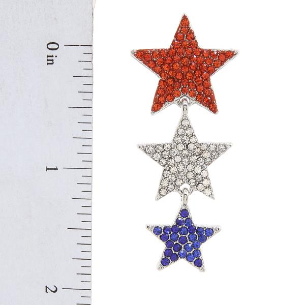 RHINESTONE CASTING 3 STAR DANGLE EARRING SET