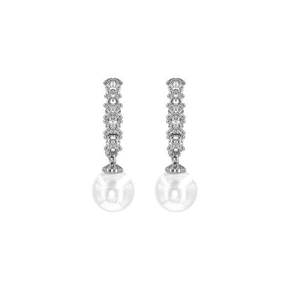 FASHION CUBIC ZIRCONIA PEARL DROP EARRING