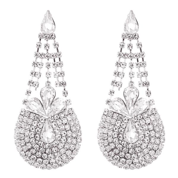 RHINESTONE ROUND TEAR DROP DANGLE EARRING