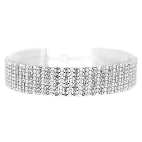 RHINESTONE 8 ROW CHOKER NECKLACE