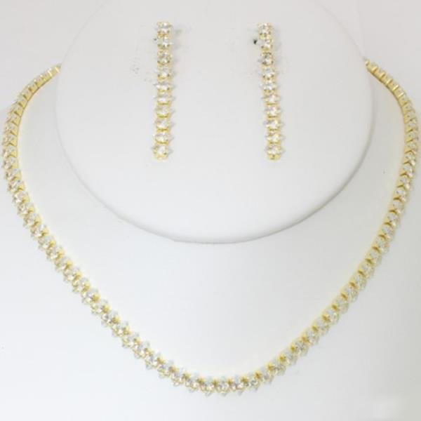 FASHION RHINESTONE NECKLACE EARRING SET