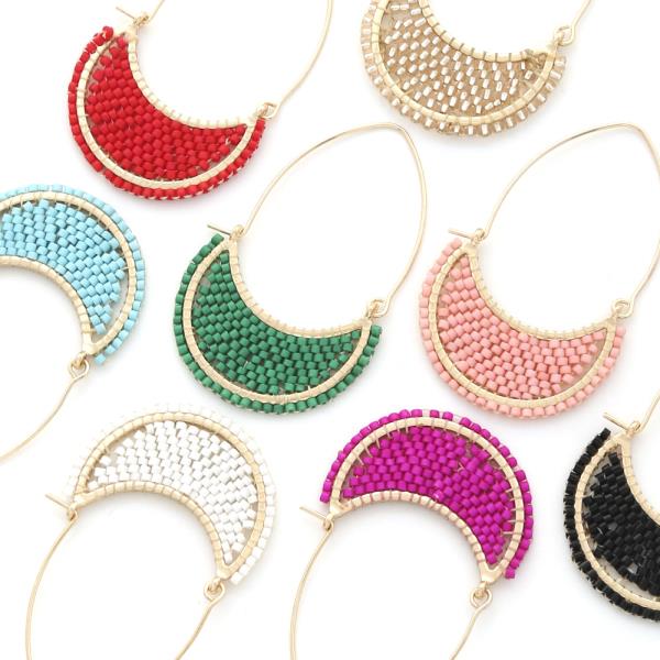 HALF CIRCLE BEADED DANGLE EARRING