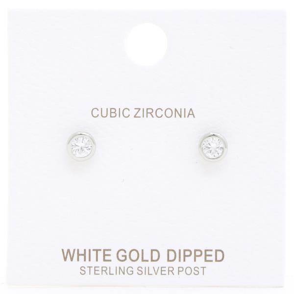 CUBIC ZIRCONIA DAINTY GOLD DIPPED EARRING