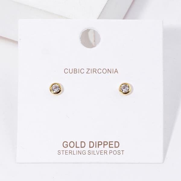 CUBIC ZIRCONIA DAINTY GOLD DIPPED EARRING