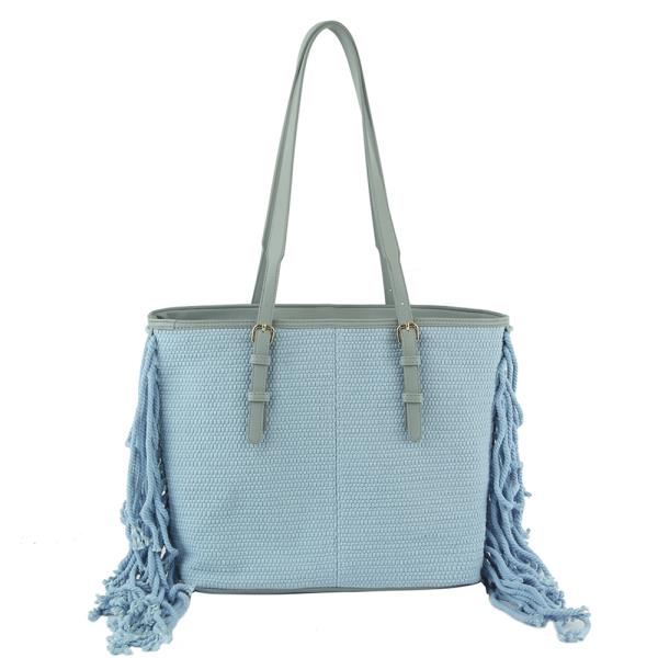 FASHION TEXTURE SIDE TASSEL TOTE BG