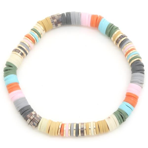 RUBBER BEAD METAL DISC BRACELET