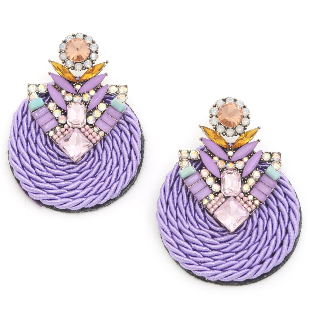 SODAJO RHINESTONE ROPE ROUND EARRING