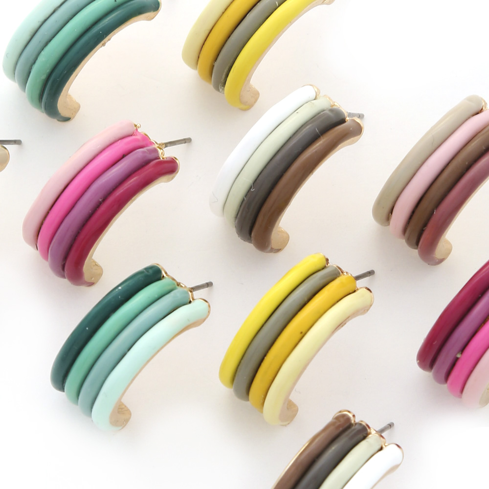 4 LAYER COLORED EPOXY SMALL HOOP EARRING
