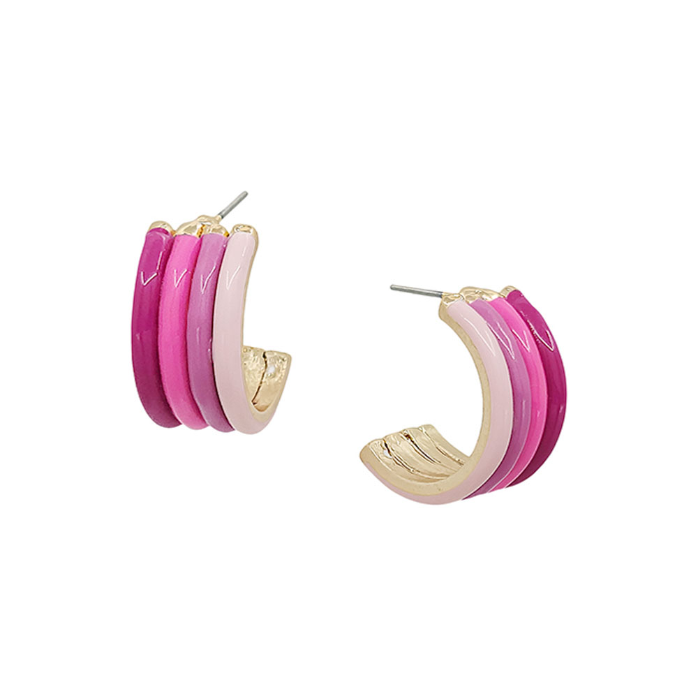 4 LAYER COLORED EPOXY SMALL HOOP EARRING