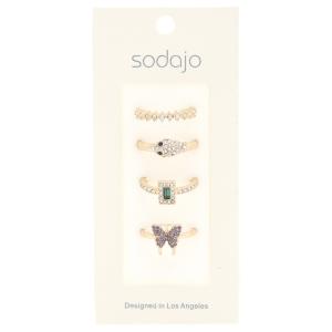 SODAJO BUTTERFLY RHINESTONE ASSORTED RING SET