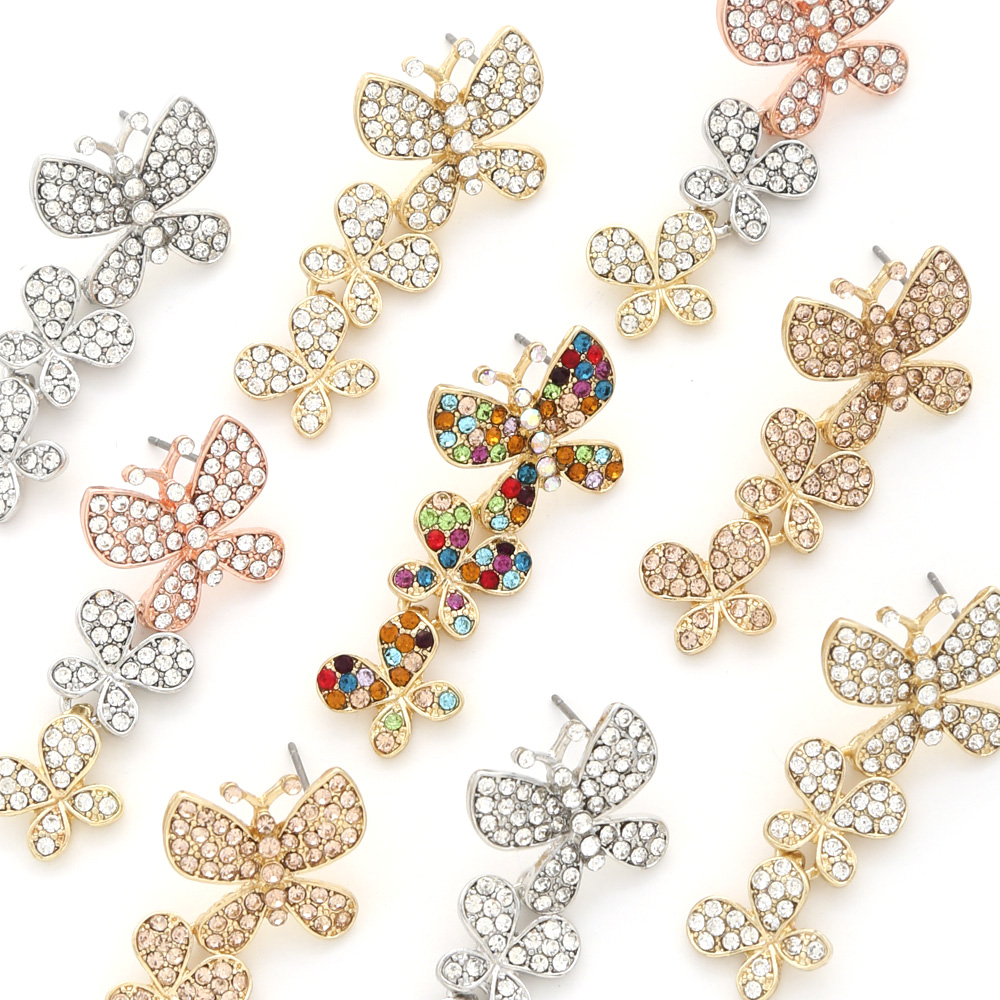 CLEAR CRYSTAL BUTTERFLY EARRINGS