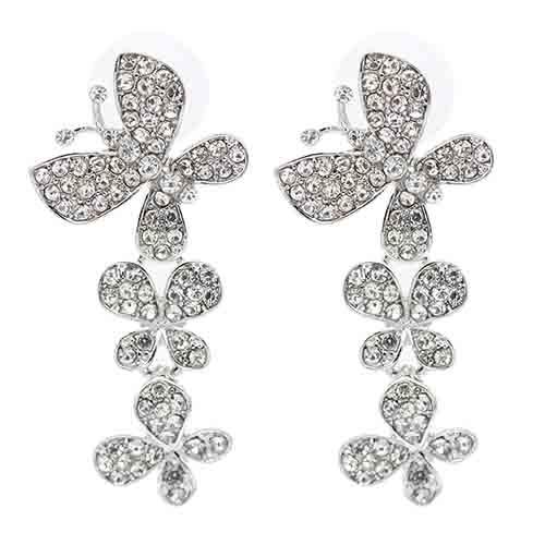 CLEAR CRYSTAL BUTTERFLY EARRINGS