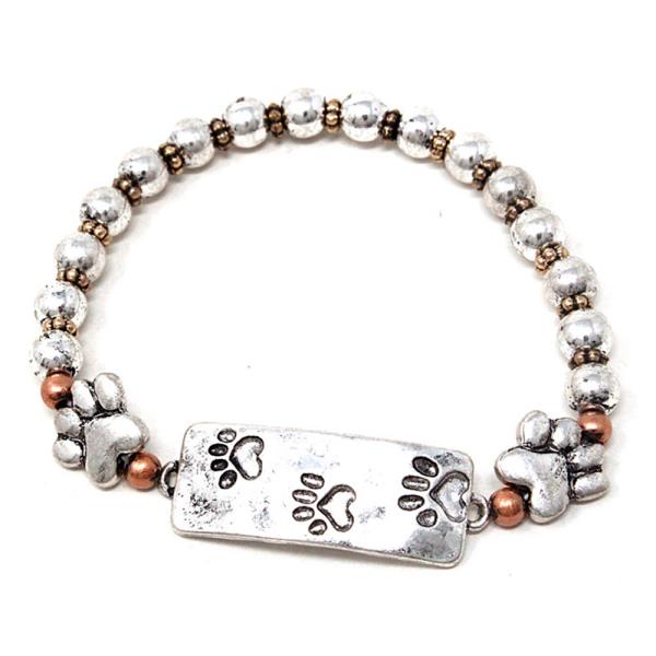 PAW PRINT RECTANGLE BEADED BRACELET