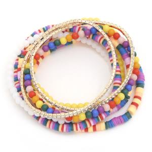 RUBBER BEADED RHINESTONE ASSORTED BRACELET SET