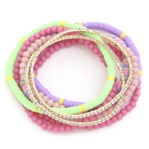 RUBBER BEADED RHINESTONE ASSORTED BRACELET SET