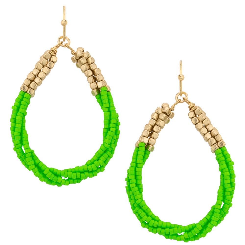 SEED BEAD TWIST TEARDROP EARRINGS