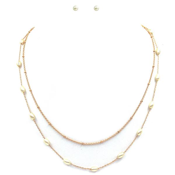 OVAL BEAD LAYERED NECKLACE