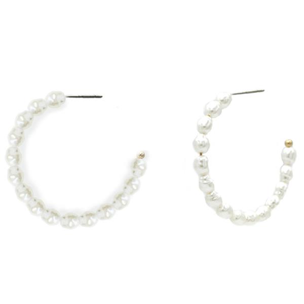 PEARL EDGE OPEN HOOP EARRING