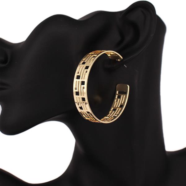 GREEK PATTERN METAL OPEN HOOP EARRING