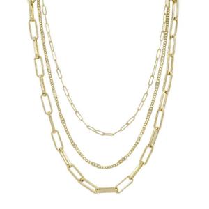 3 LAYERED METAL CHAIN MIXED NECKLACE