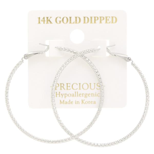 TEXTURED 14K GOLD DIPPED HOOP EARRING