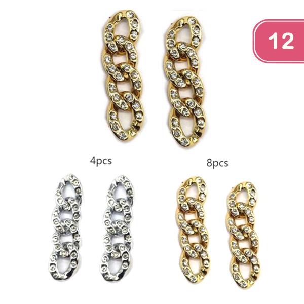 RHINESTONE CHAIN LIKE EARRING (12 UNITS)