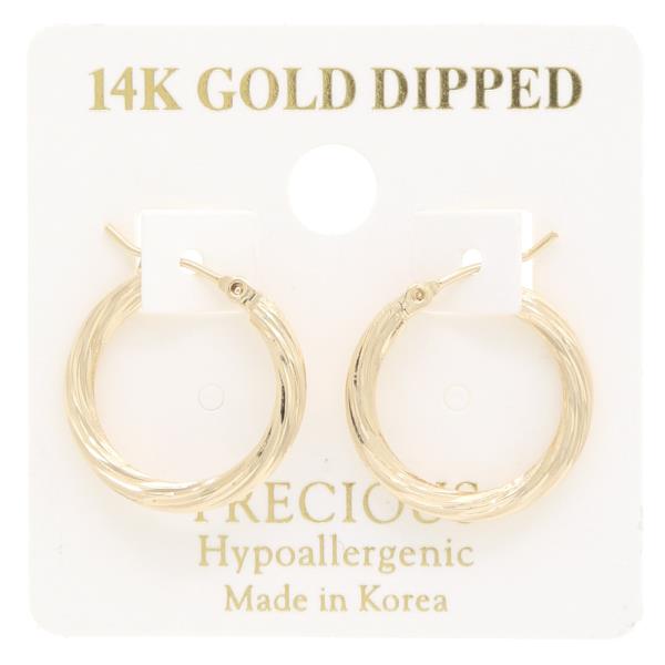 14K GOLD DIPPED LINED HOOP EARRING