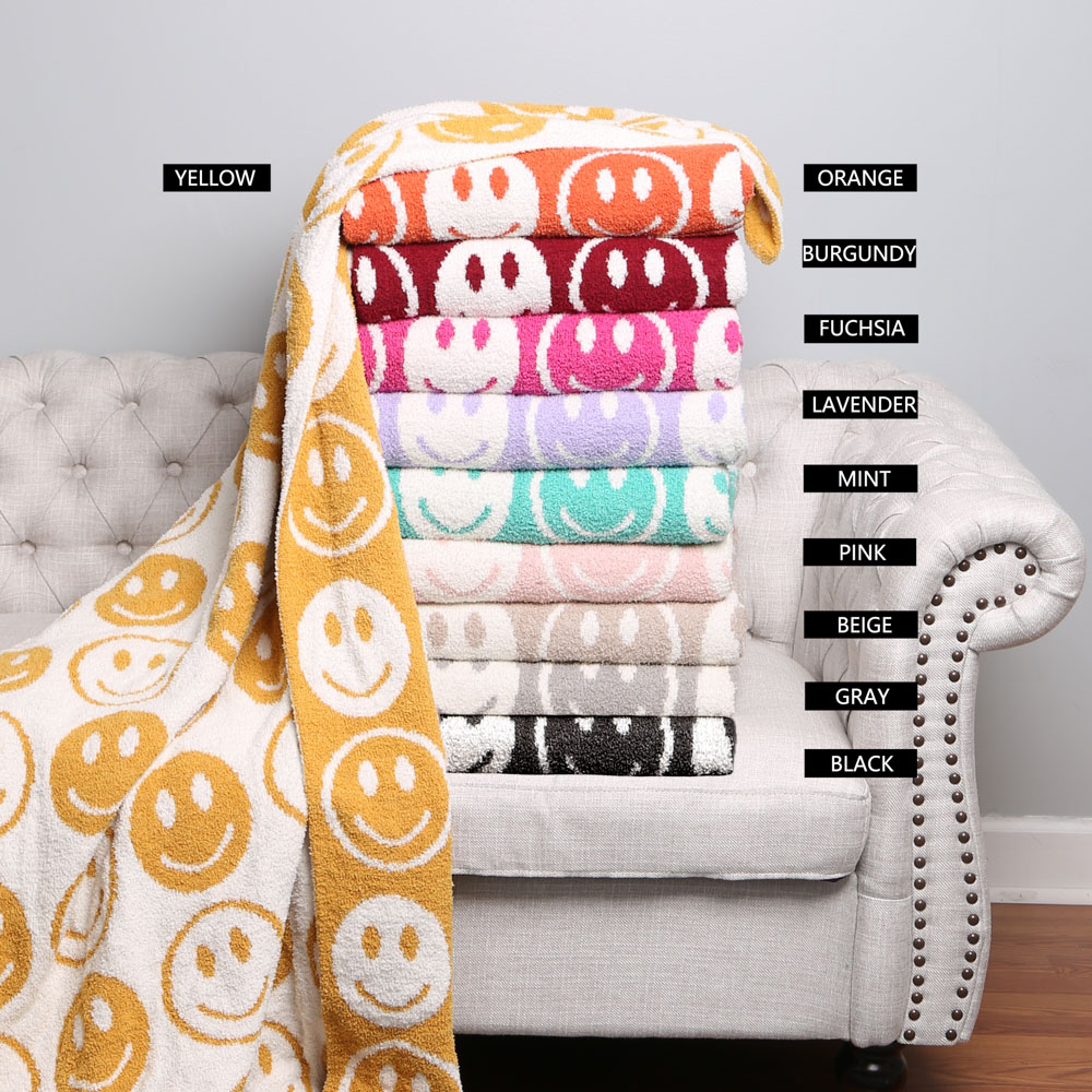 SMALL HAPPY FACE THROW BLANKET