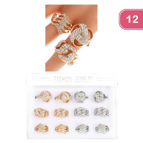 RHINESTONE CHAIN LIKE RING (12 UNITS)