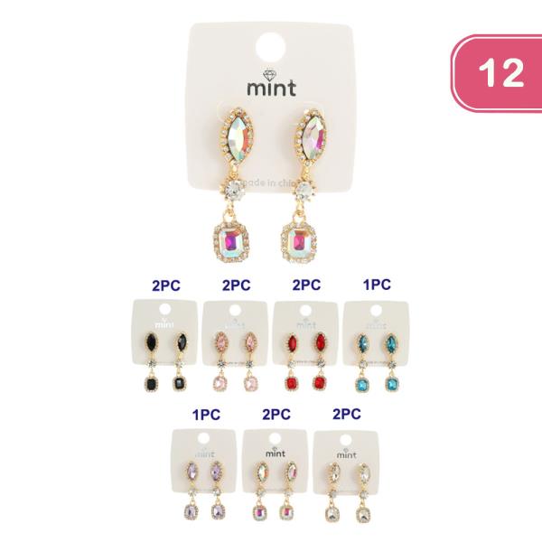 RHINESTONE DANGLE EARRING (12 UNITS)