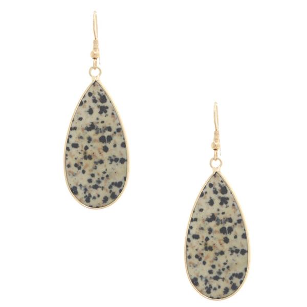 STONE TEARDROP DANGLE EARRING