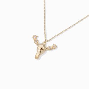 18K GOLD RHODIUM DIPPED BULL WITH FLOWERS BULL FLOWER CZ NECKLACE