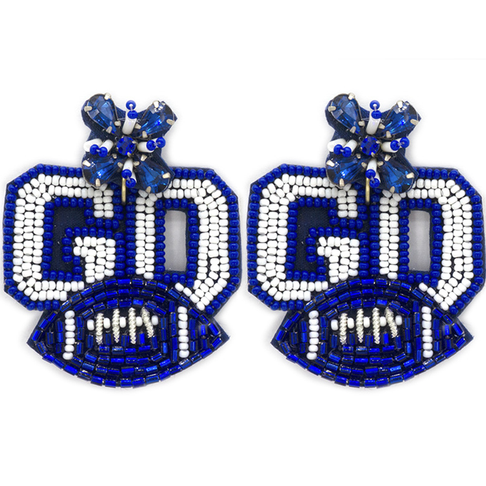 COLLEGIATE SEED BEAD GO FOOTBALL DANGLE EARRING