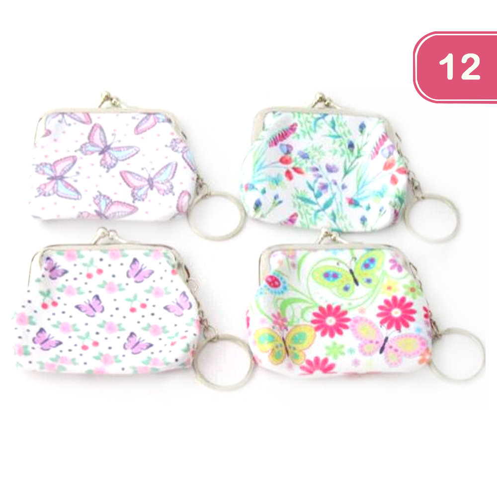 BUTTERFLY ASSORTED COIN PURSE KEYCHAIN (12 UNITS)