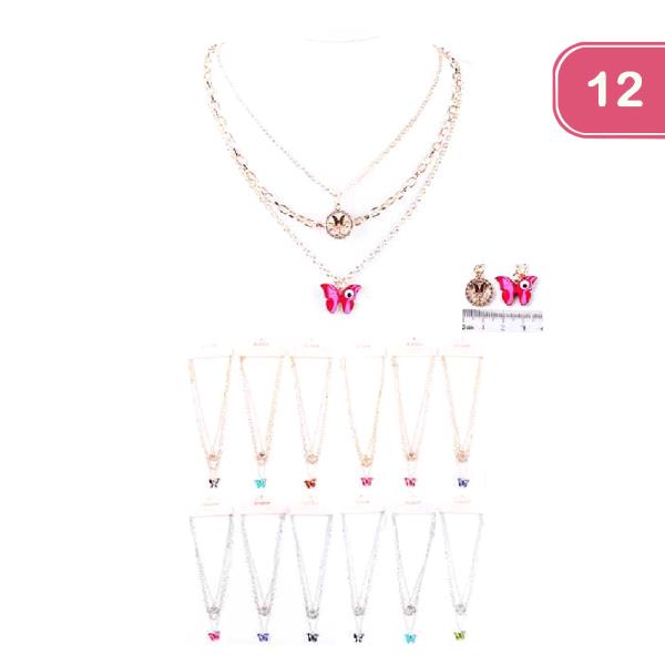 FASHION 3 LAYER BUTTERFLY NECKLACE(12UNITS)