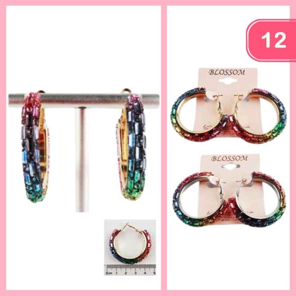 RHINESTONE METAL EARRING (12 UNITS)
