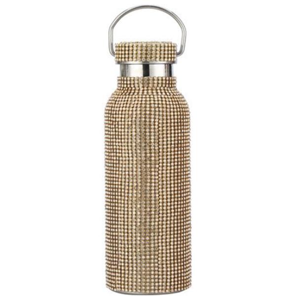 RHINESTONE WATER BOTTLE WITH HANDLE CAP