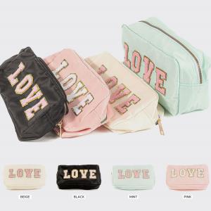 GLITTER LETTER CHENILLE TRAVEL BAG