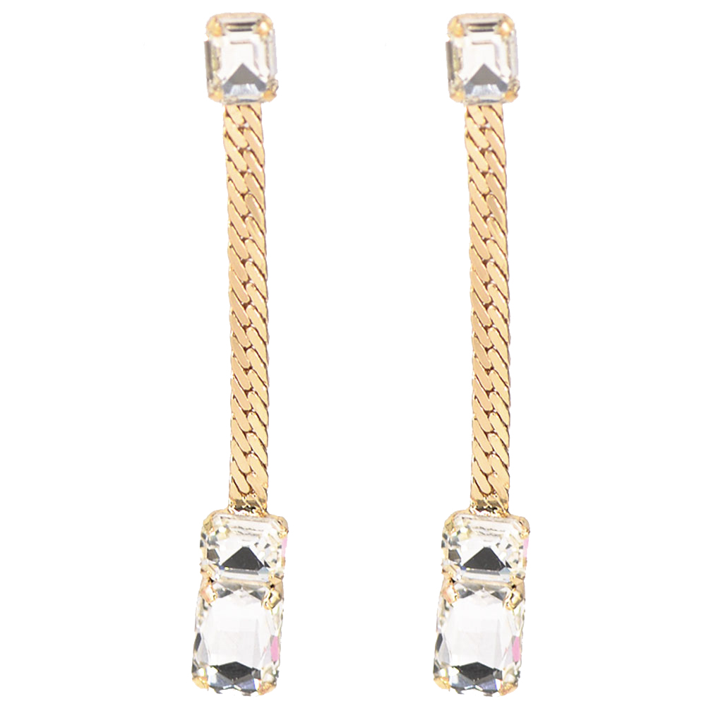 HRB CHAIN SQUARE STONE EARRING