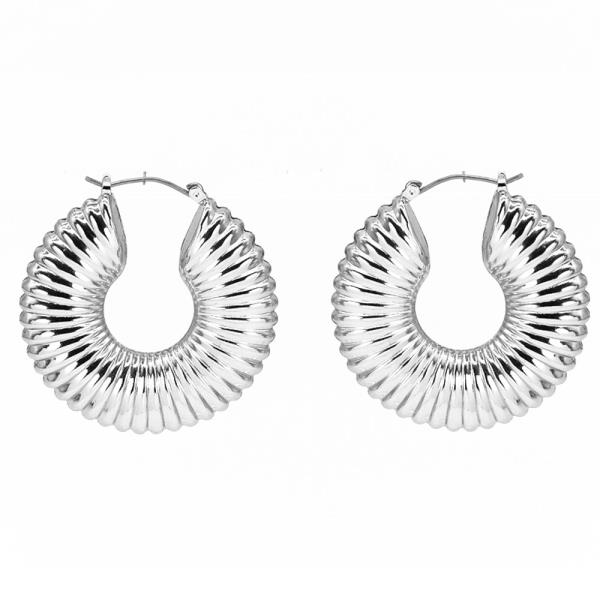 PIN CATCH RND TXT EARRING