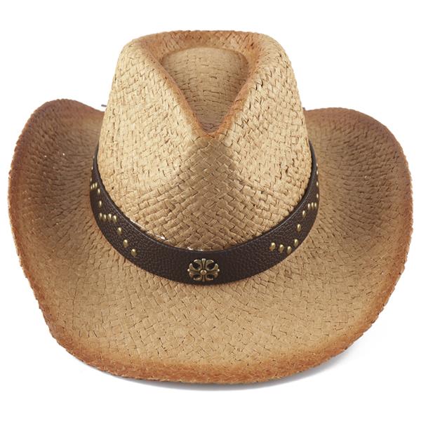 FASHION STRAW STUD WESTERN HAT