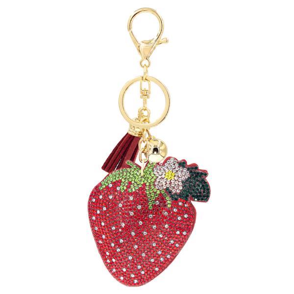 STRAWBERRY FLOWER KEYCHAIN
