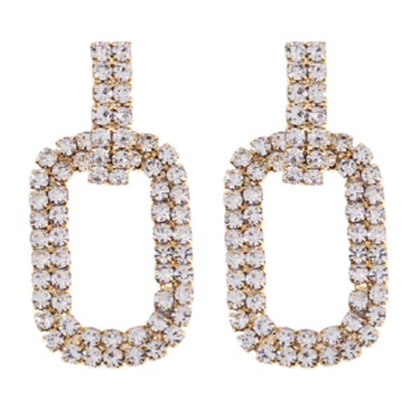 RHINESTONE RECTANGLE EARRING