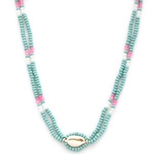 COWRIE SEASHELL BEADED LAYERED NECKLACE
