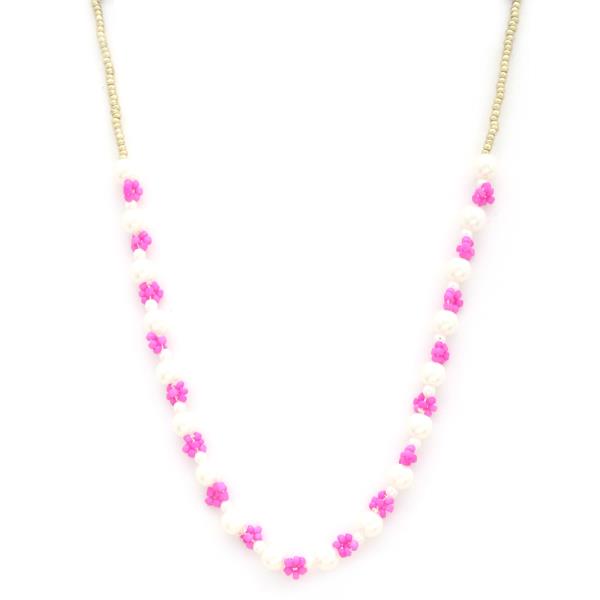 FLOWER BEADED NECKLACE