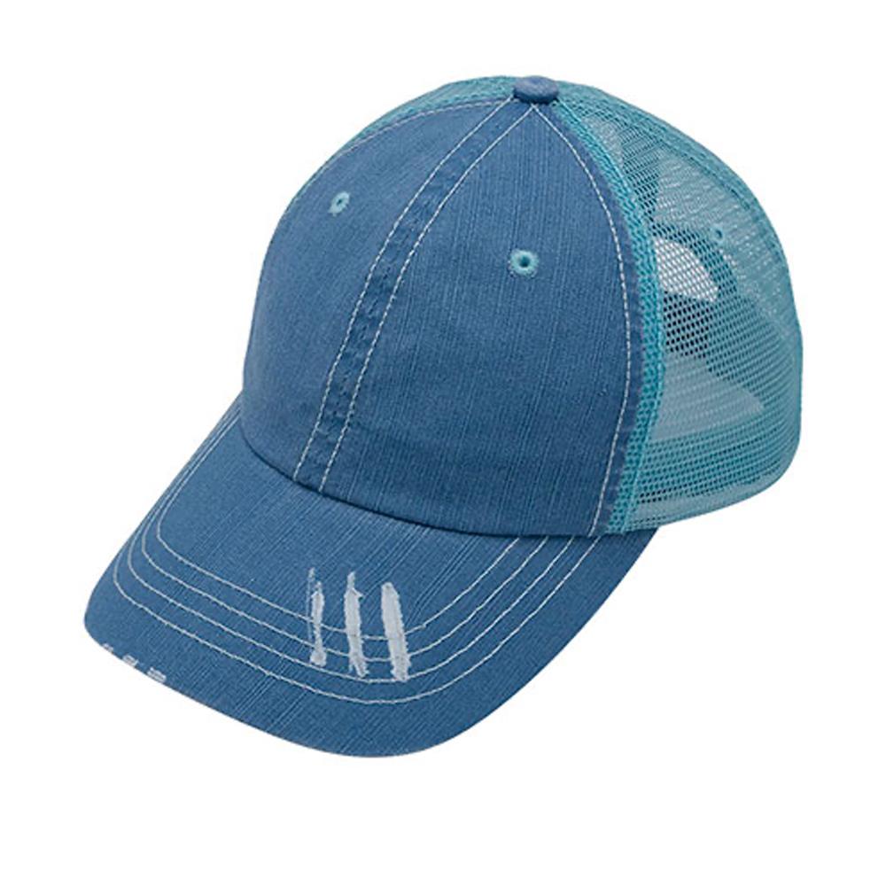 WASHED HERRINGBONE COTTON TWILL TRUCKER CAP