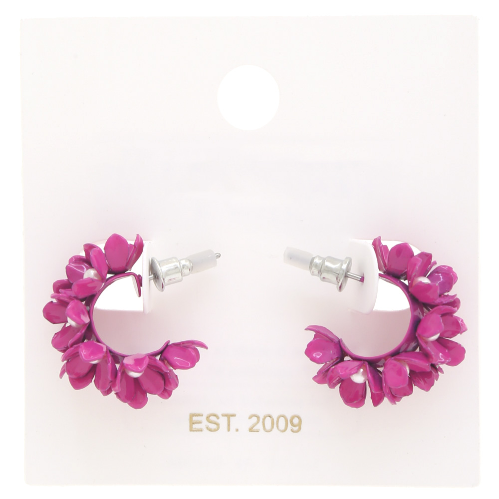FLOWER EDGE OPEN HOOP EARRING