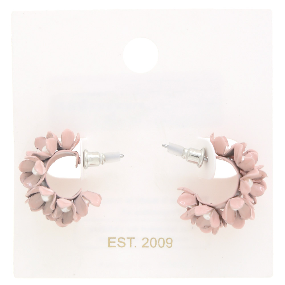 FLOWER EDGE OPEN HOOP EARRING